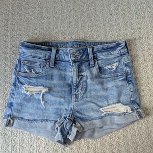 American Eagle Outfitters Light Blue Distressed Jean Shorts
